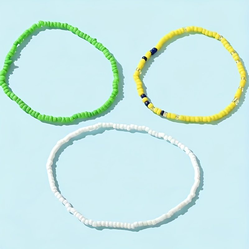 3pcs Bohemian Seed Bead Vacation Style Anklet Set